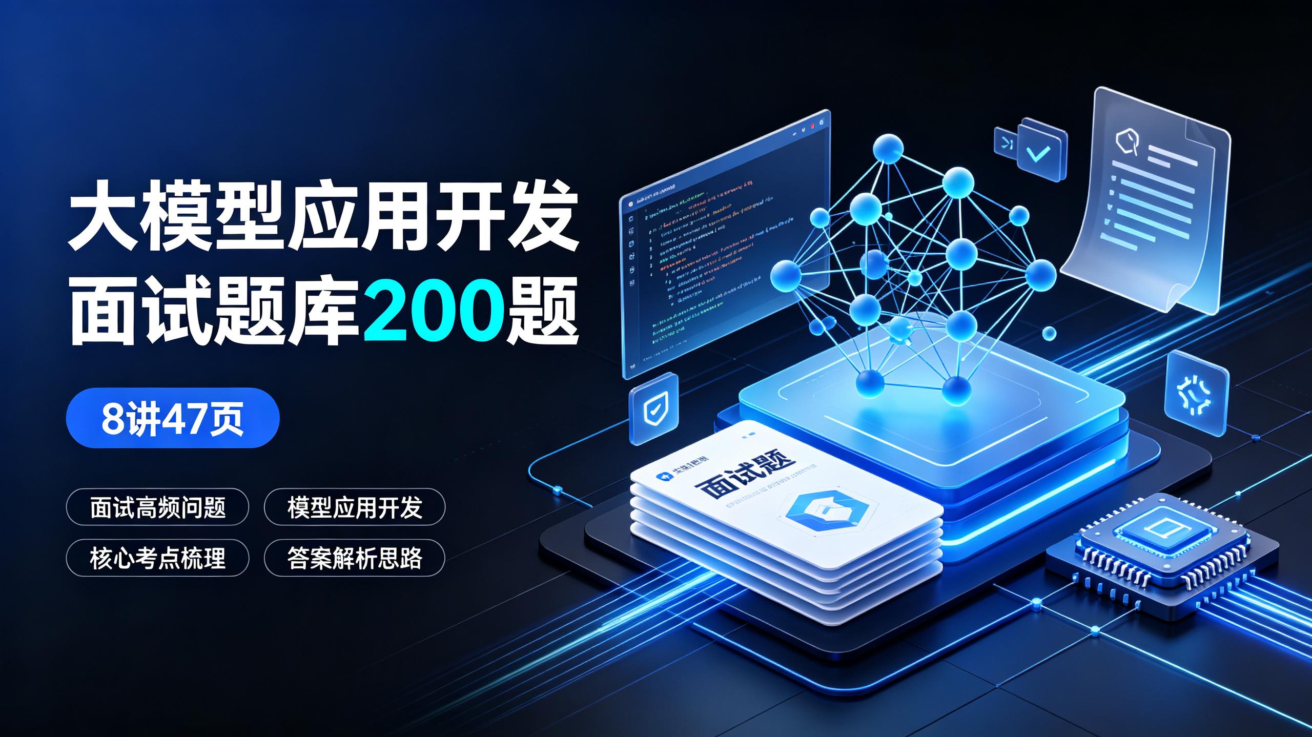 资源《大模型应用开发面试题库200题(8讲47页)》的海报