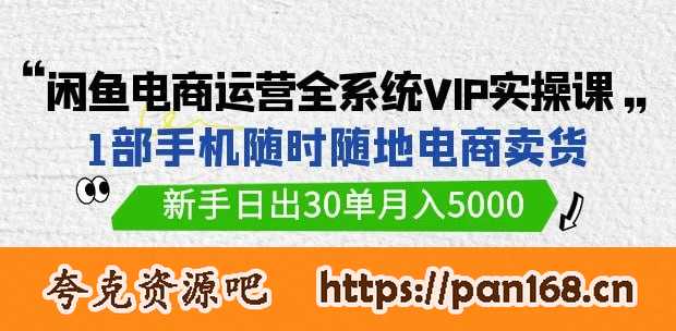闲鱼电商运营全系统VIP实战课，1部手机随时随地卖货，新手日出30单月入5000