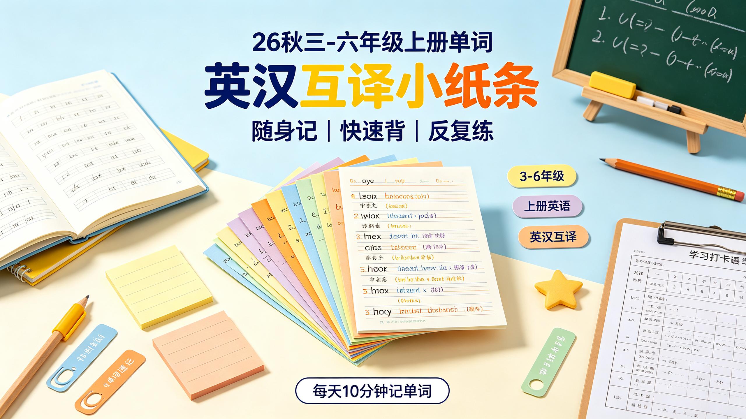 资源《26秋三-六年级上册单词英汉互译小纸条》的海报