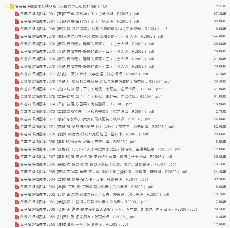 资源《《名著名译插图本及精华版》人民文学出版社140部[pdf]》的海报