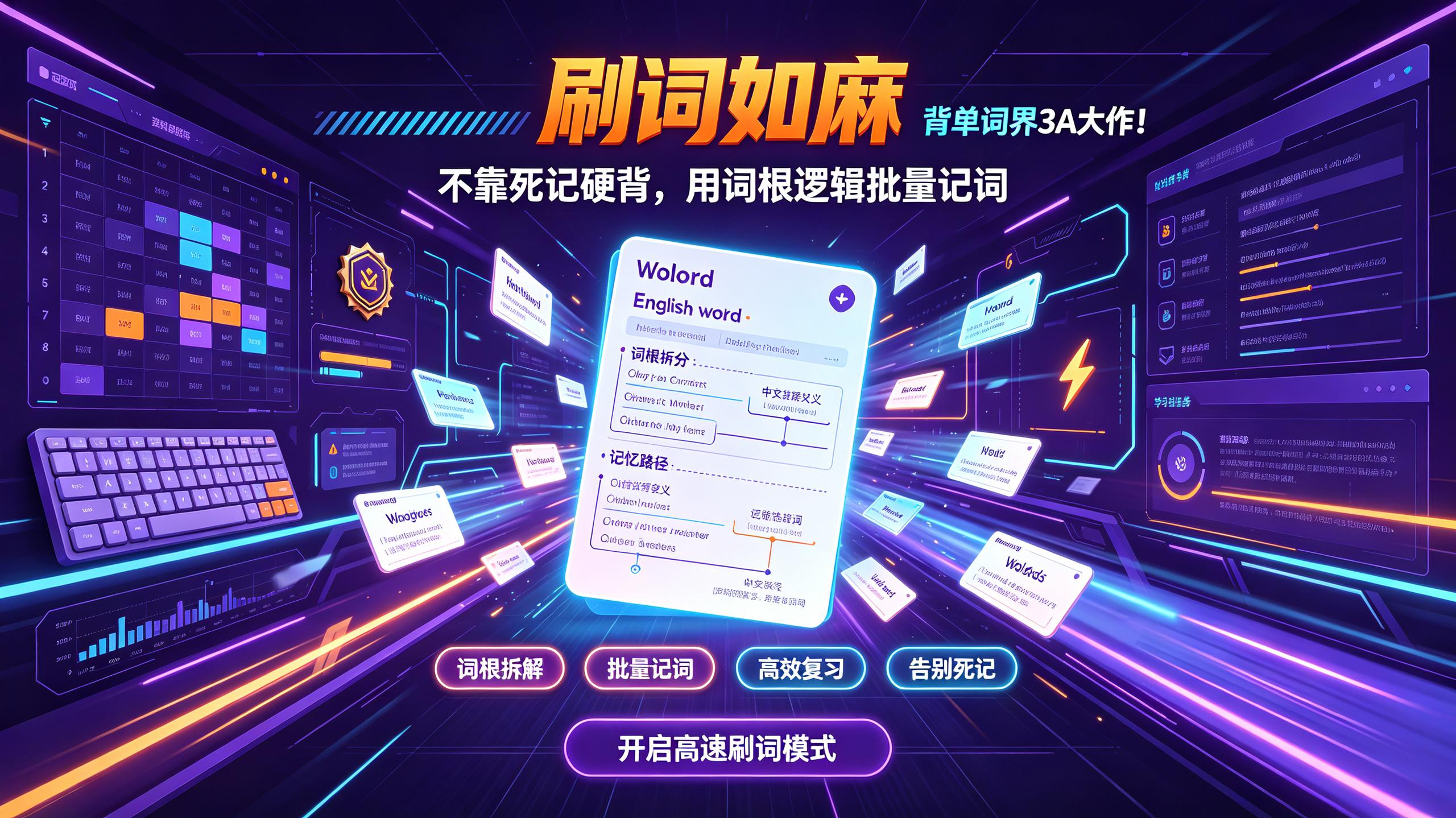 资源《刷词如麻 背单词界3A大作！不靠死记硬背，用词根逻辑批量记词》的海报