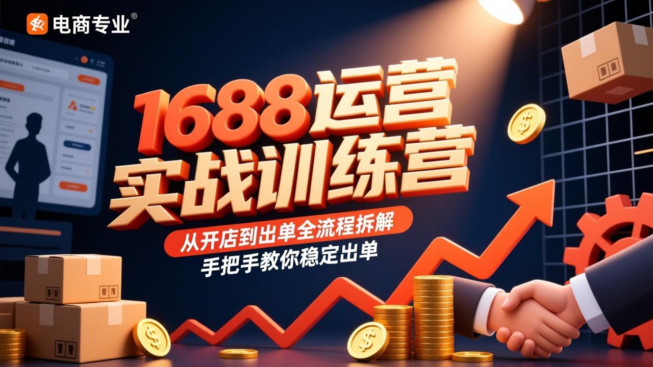 资源《1688运营实战训练营，从开店到出单全流程拆解，手把手教你稳定出单》的海报