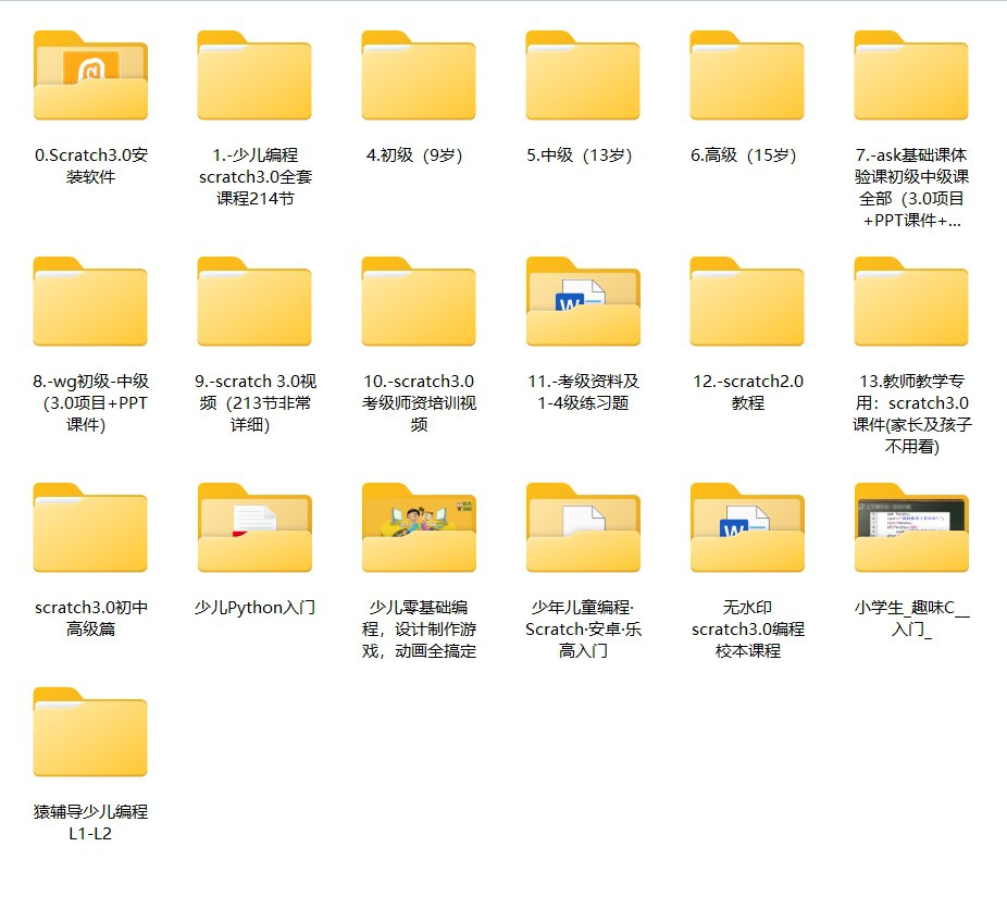 资源《少儿、少年、青少年，入门、初级、中级、高级编程课程合集20套》的海报