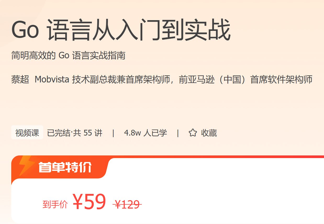 资源《极客时间- Go 语言从入门到实战》的海报