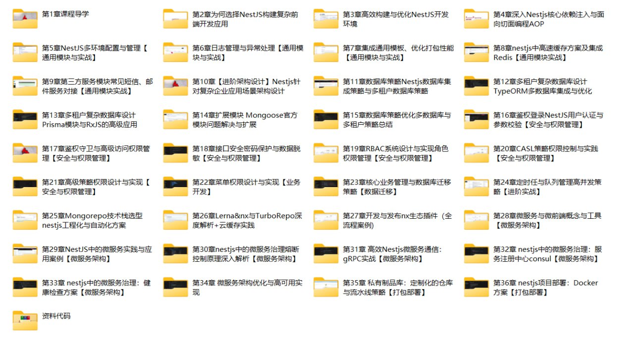 资源《NestJS 从拔高到精通，大型复杂业务架构落地实践(36章)》的海报