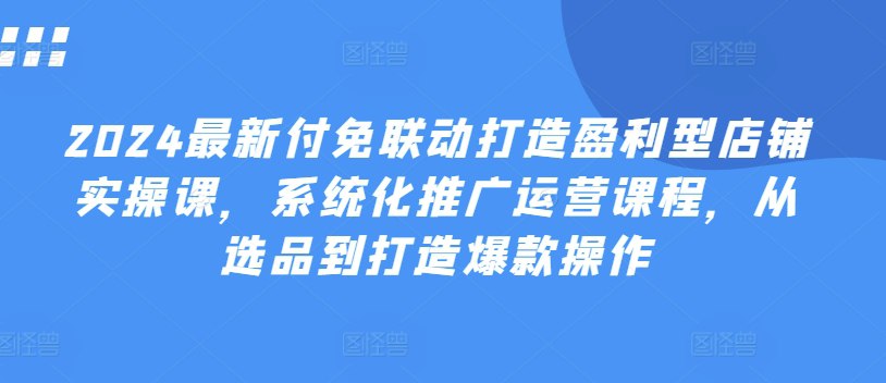 资源《2024付免联动打造盈利型店铺实战课》的海报