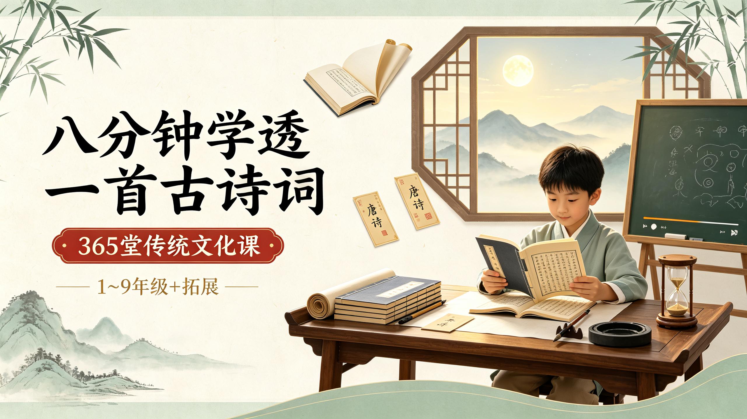 资源《【八分钟学透一首古诗词】北大派派365堂古诗词&传统文化 1~9年级+拓展》的海报