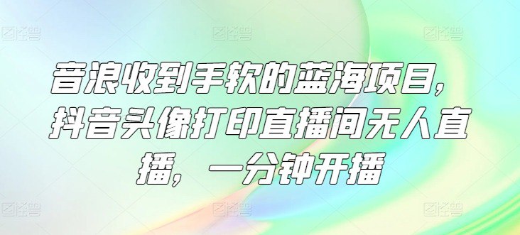 资源《音浪收到手软的蓝海项目，抖音头像打印直播间无人直播，一分钟开播》的海报