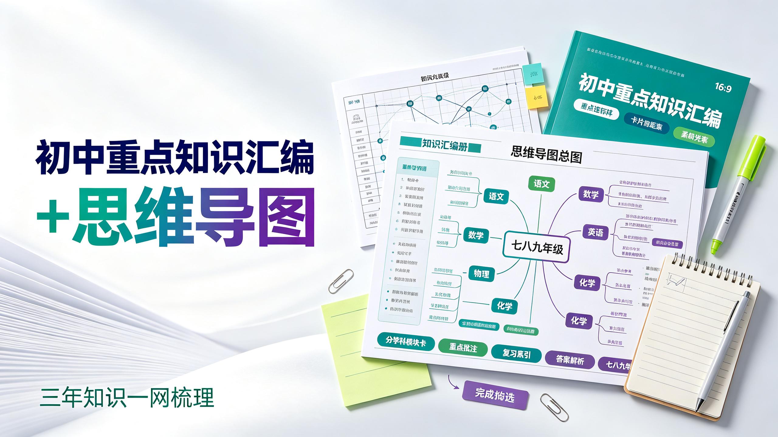 资源《初中重点知识汇编+思维导图 七八九年级》的海报