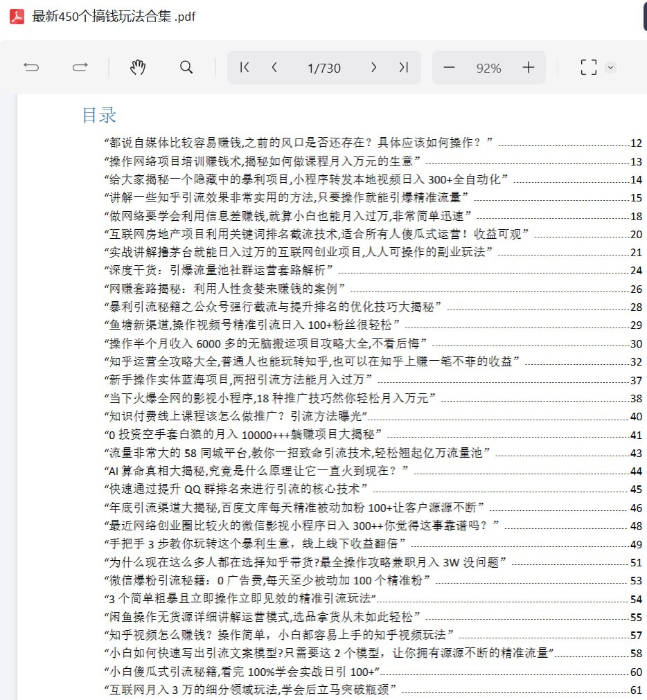 资源《450个搞钱野路子项目解析，2025网络创业指南》的海报