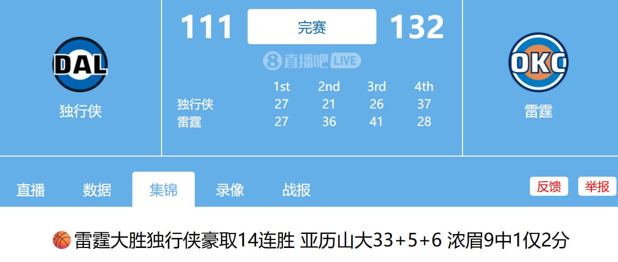 资源《12.6 独行侠vs雷霆全场比赛录像回放》的海报