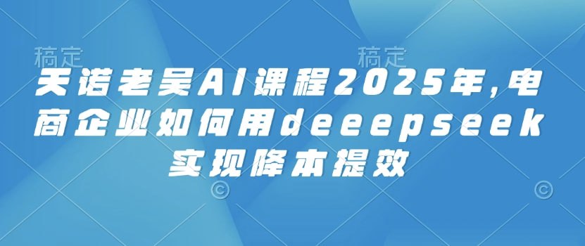 资源《2025天诺老吴AI课程，电商企业如何用deeepseek实现降本提效》的海报