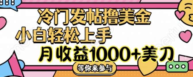 资源《冷门发帖撸美金项目，月收益1000+美金，简单无脑，干就完了【揭秘】》的海报