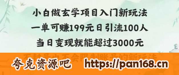资源《玄学项目入小白入门新玩法一单可赚199元日变现200+不封号不违规》的海报