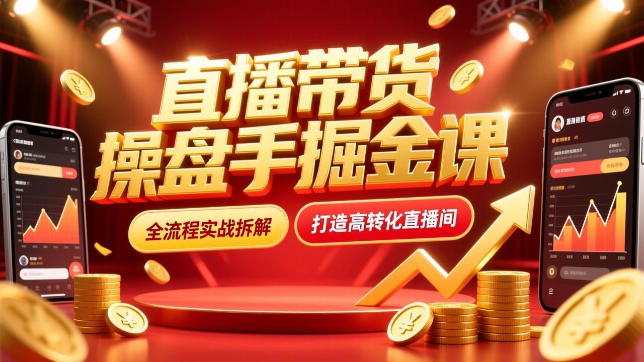 资源《直播带货操盘手掘金课｜抖音电商实战｜从0到1起号｜带货运营技巧》的海报
