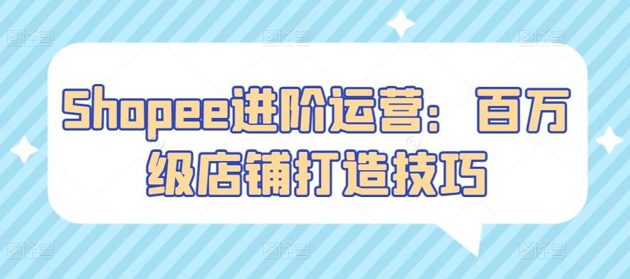 资源《跨境电商Shopee进阶运营》的海报