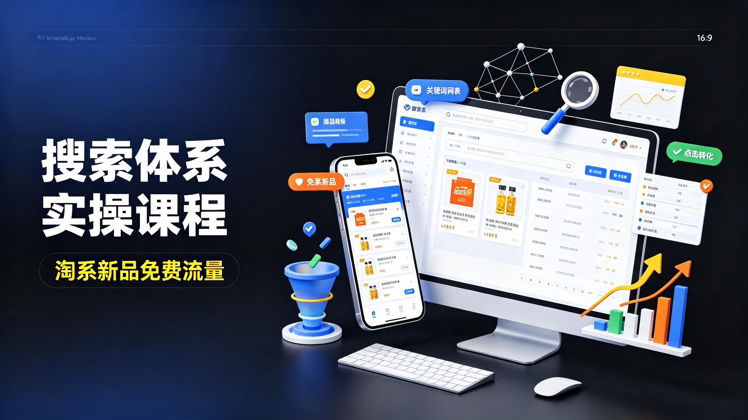 资源《寒冰·搜索体系实操课程，淘系新品快速启动免费搜索流量核心实操体系》的海报