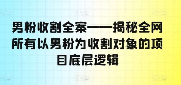资源《男粉收割全案——揭秘全网所有以男粉为收割对象的项目底层逻辑》的海报