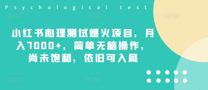 资源《小红书心理测试爆火项目，月入7000+，简单无脑操作，尚未饱和，依旧可入局》的海报