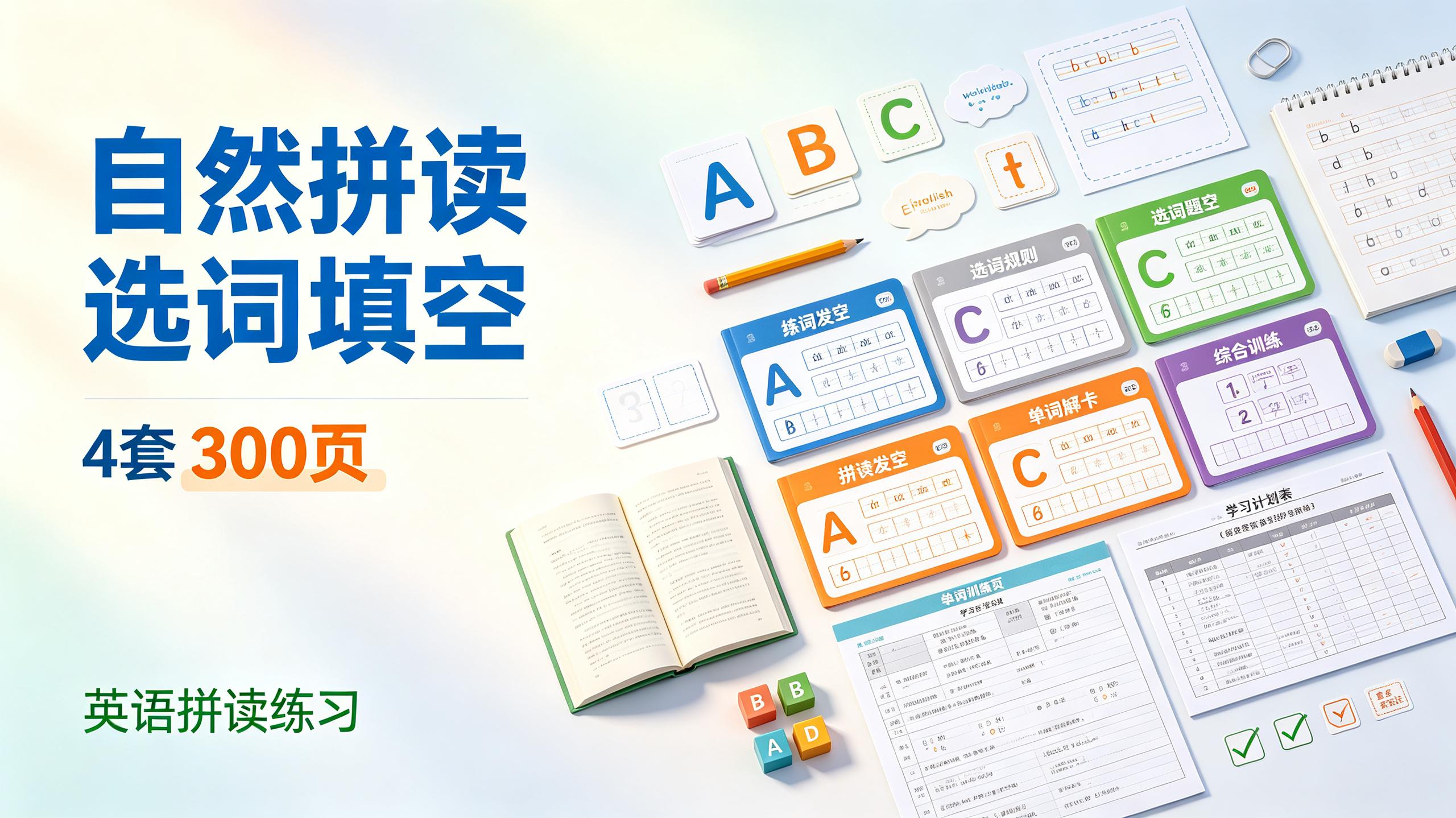 资源《自然拼读选词填空4套300页》的海报