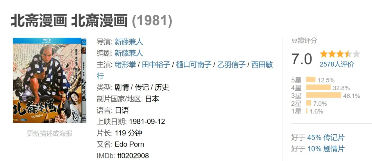 资源《北斋漫画 北斎漫画 (1981)》的海报