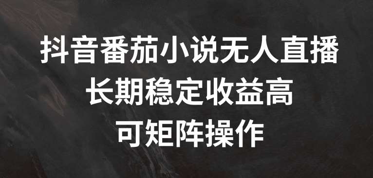 资源《抖音番茄小说无人直播，长期稳定收益高，可矩阵操作【揭秘】》的海报