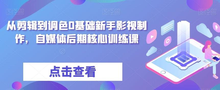 资源《从剪辑到调色0基础新手影视制作，自媒体后期核心训练课》的海报