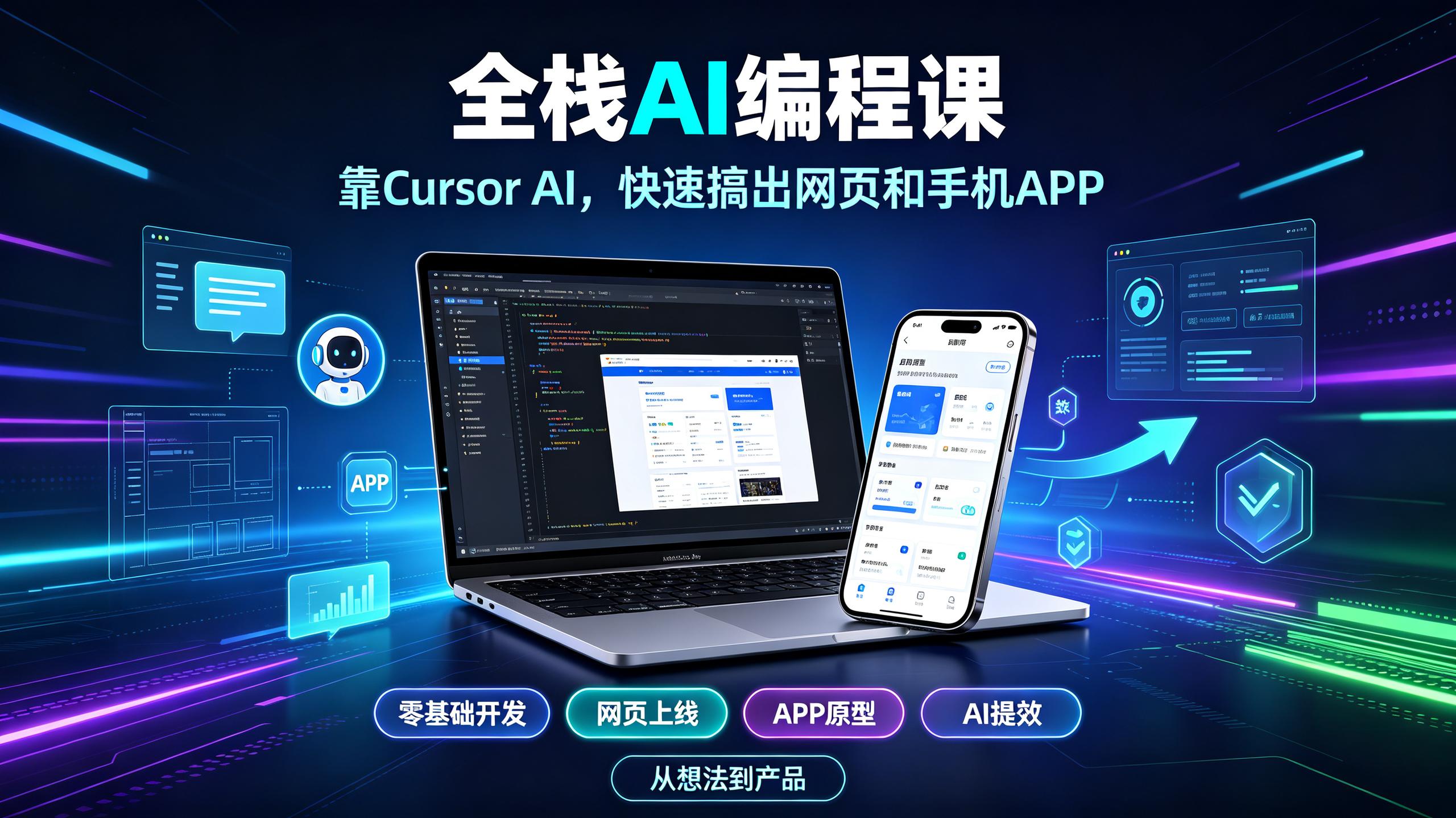 资源《全栈AI编程课：靠Cursor AI，快速搞出网页和手机APP(国外中字)》的海报