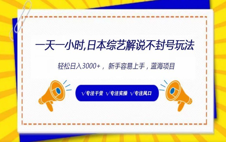 资源《日本综艺解说不封号玩法，轻松日入3000+》的海报