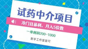 资源《冷门且暴利的试药中介项目，小白工作室皆可操作【揭秘】》的海报