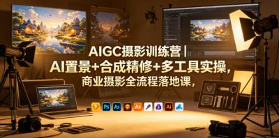 资源《AIGC摄影训练营，AI置景+合成精修+多工具实操》的海报