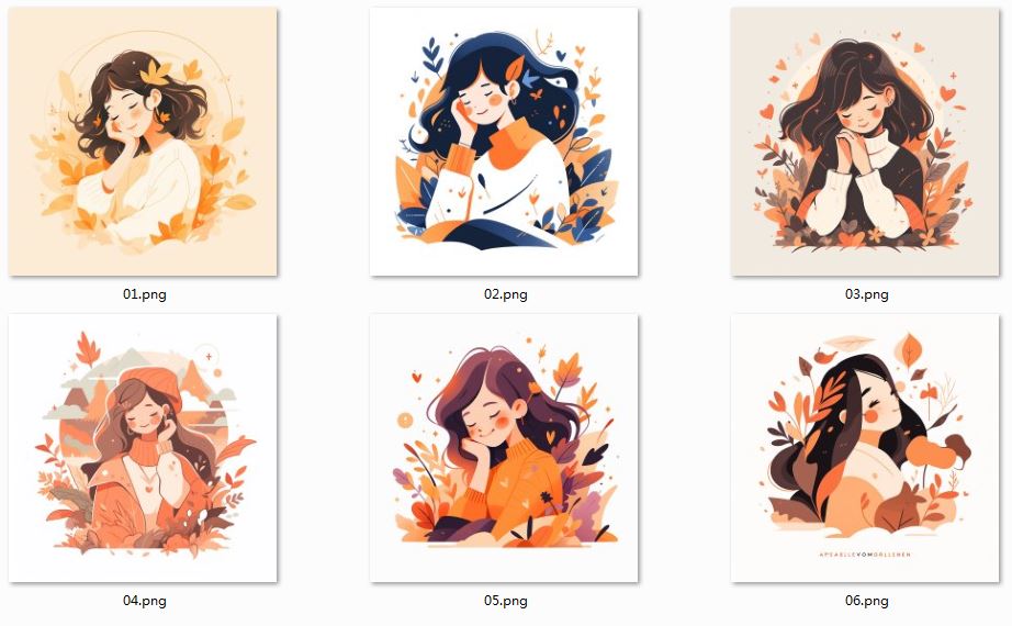 资源《插画感秋日女生头像》的海报