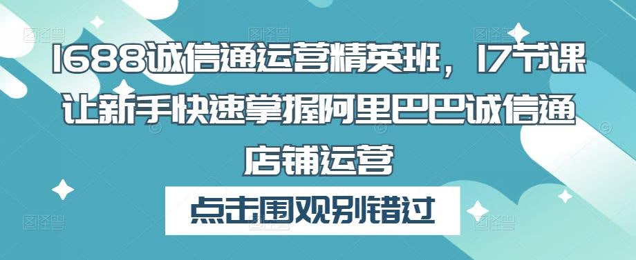 资源《1688诚信通运营精英班》的海报