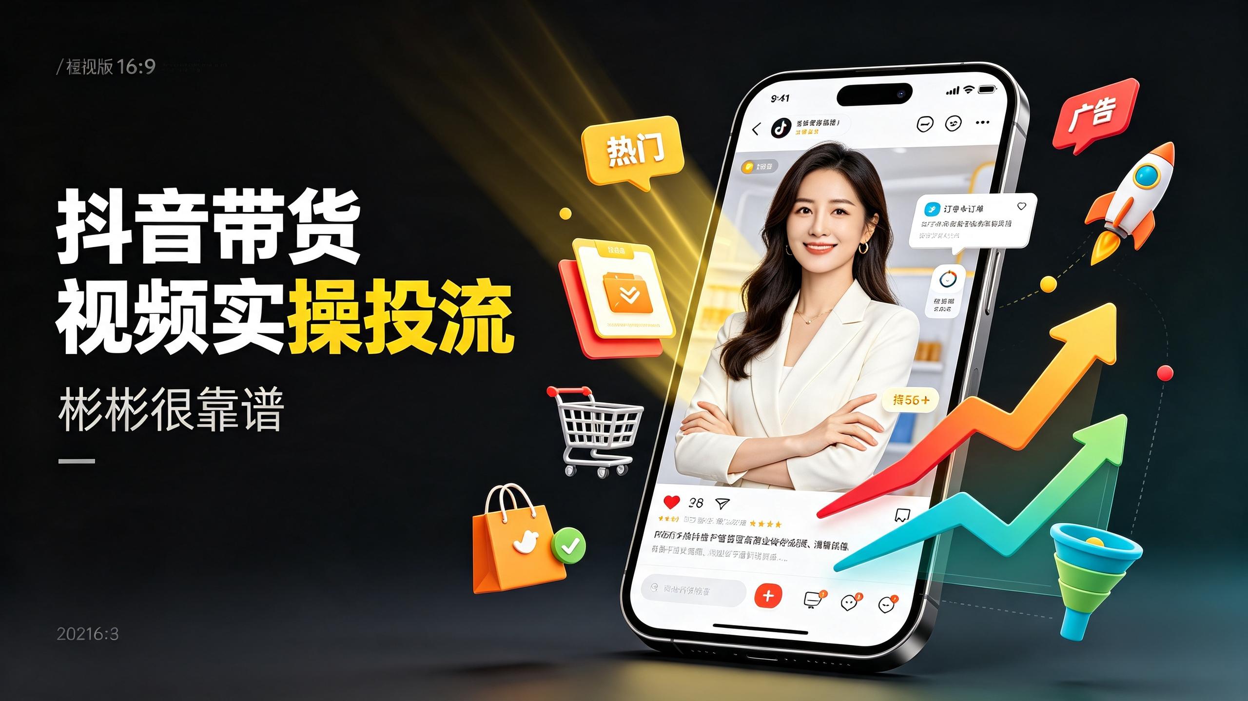 资源《彬彬很靠谱·抖音带货视频实操投流，手把手教学，提升短视频效能，拉动销售额增长》的海报