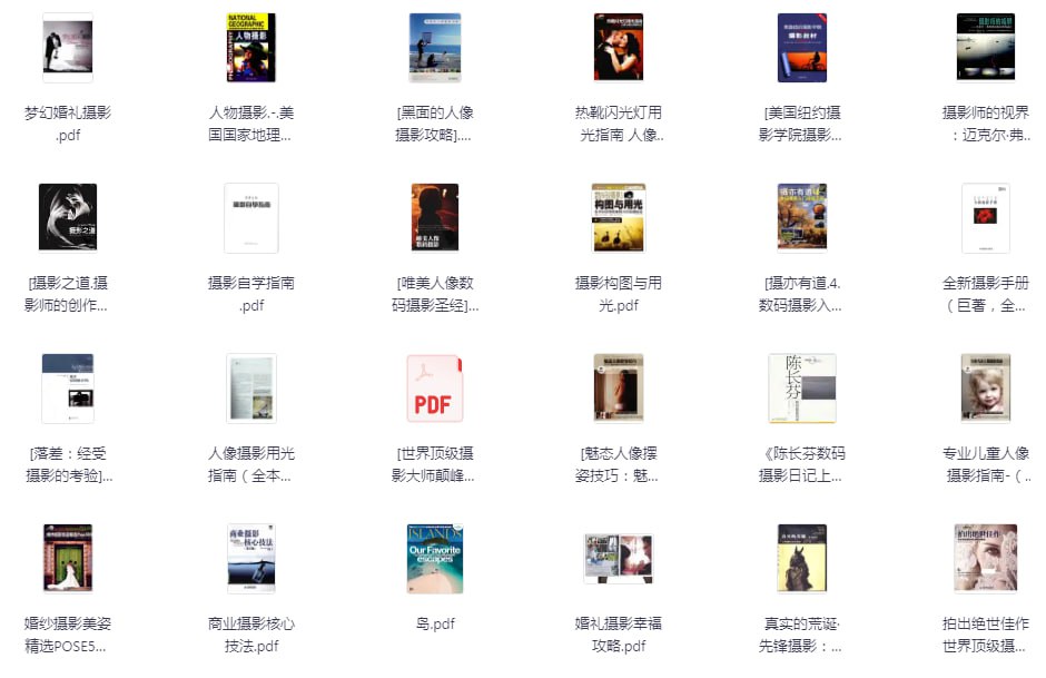 资源《《36本精选摄影电子+ 21本后期修图》电子书内含素材[pdf]》的海报