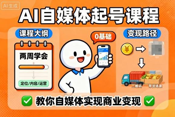 资源《AI自媒体起号课程，0基础小白两周学会，教你自媒体实现商业变现》的海报