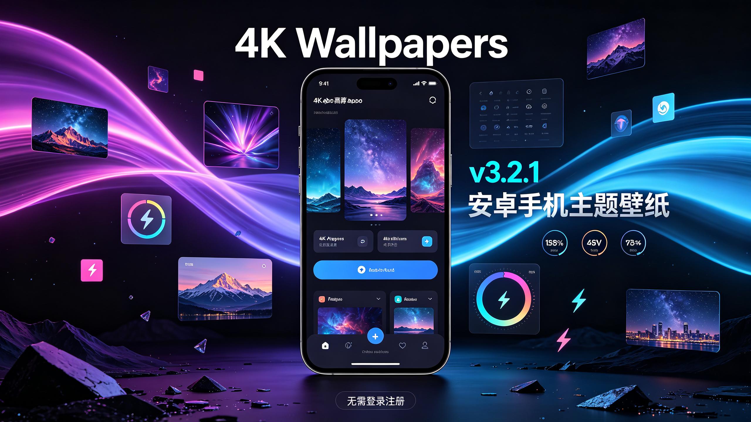 资源《4K Wallpapers v3.2.1 安卓手机主题壁纸软件，无需登录注册》的海报