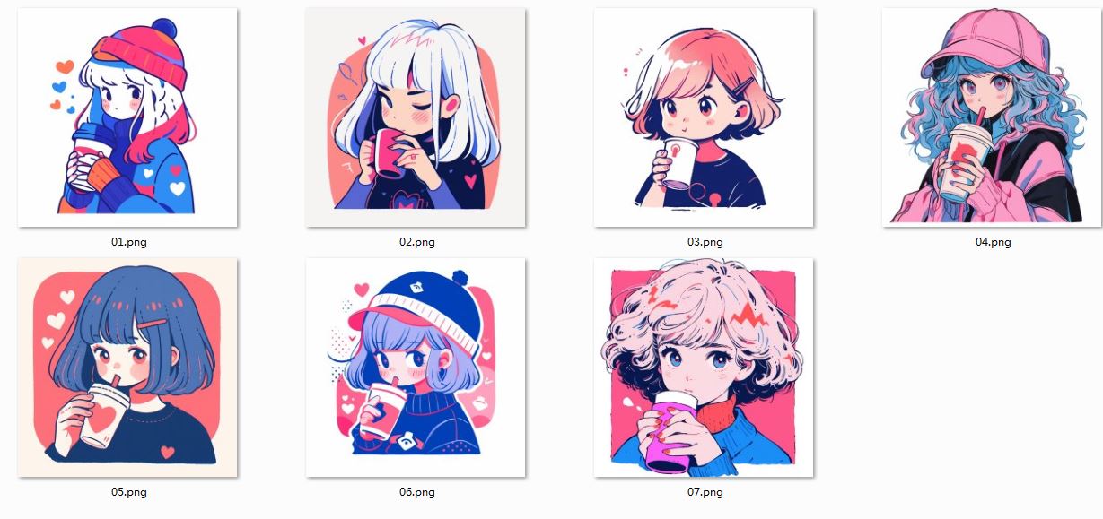 资源《涂鸦风咖啡女孩》的海报