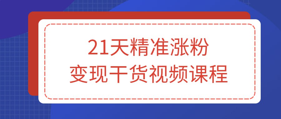 资源《21天精准涨粉变现干货视频课程》的海报