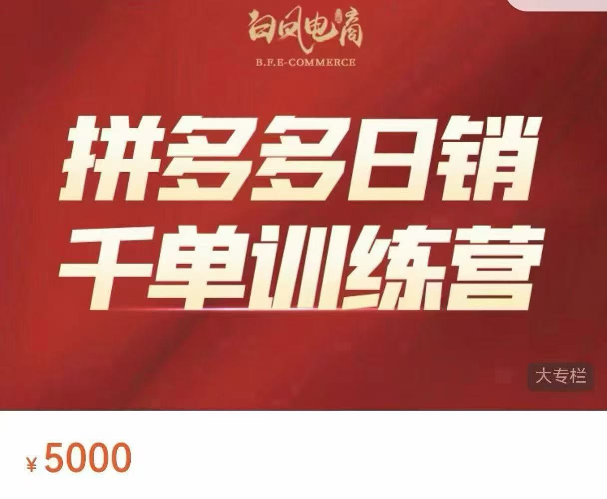 资源《白凤电商：拼多多日销千单训练营》的海报