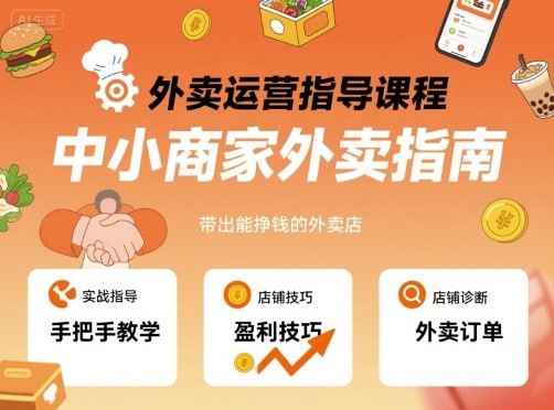 资源《外卖运营指导课程，中小商家外卖指南，手把手带出能挣钱的外卖店》的海报